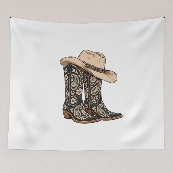 Item preview, Black Paisley Cowboy Boots and Hat designed and sold by AMICO77.