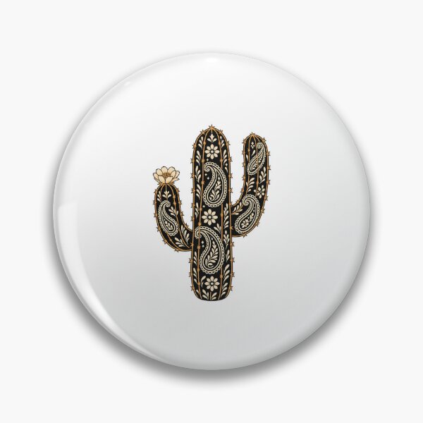 Item preview, Black Paisley Cactus with Cream Blossom designed and sold by AMICO77.