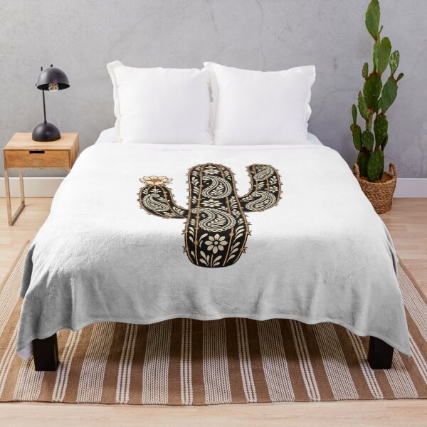 Item preview, Black Paisley Cactus with Cream Blossom designed and sold by AMICO77.