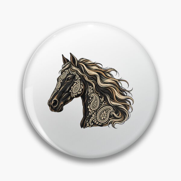 Item preview, Black Paisley Horse with Flowing Mane designed and sold by AMICO77.