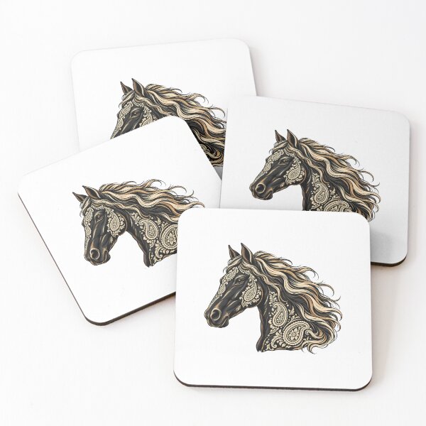 Item preview, Black Paisley Horse with Flowing Mane designed and sold by AMICO77.