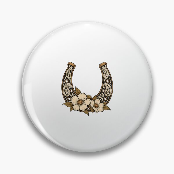 Item preview, Black Paisley Horseshoe with Cream Flowers designed and sold by AMICO77.