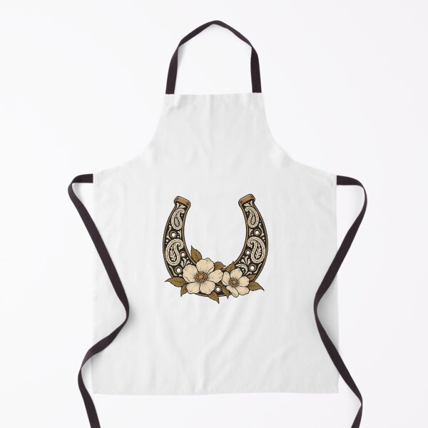 Item preview, Black Paisley Horseshoe with Cream Flowers designed and sold by AMICO77.