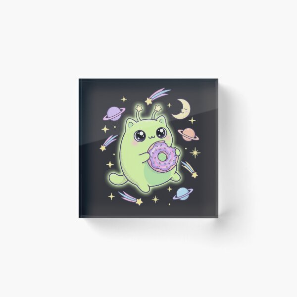 Item preview, Kawaii Alien Cat Eating Donut In Space - Cute Cosmic Kitty Art designed and sold by Driesman.