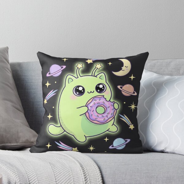 Item preview, Kawaii Alien Cat Eating Donut In Space - Cute Cosmic Kitty Art designed and sold by Driesman.