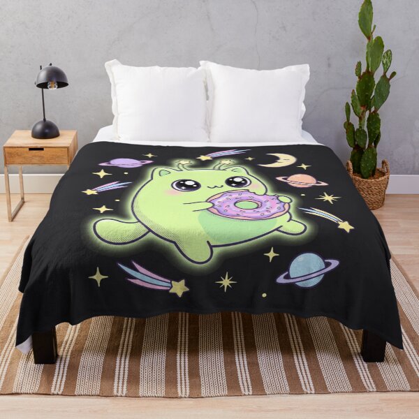 Item preview, Kawaii Alien Cat Eating Donut In Space - Cute Cosmic Kitty Art designed and sold by Driesman.