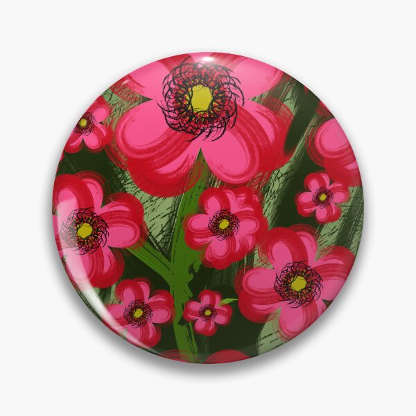 Item preview, Bold Pink Flowers Dark Green Pattern designed and sold by CreationsbyGio.