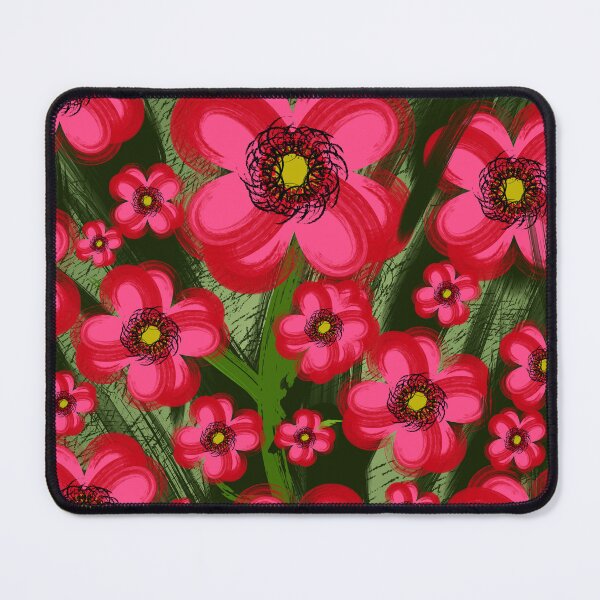 Item preview, Bold Pink Flowers Dark Green Pattern designed and sold by CreationsbyGio.