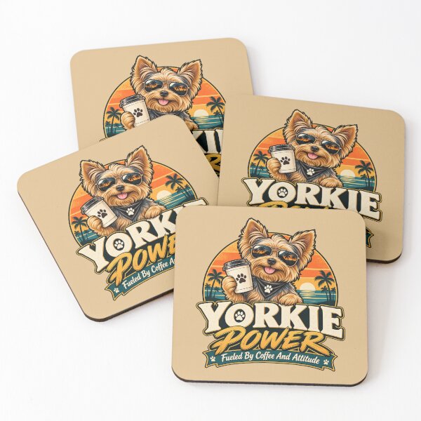 Item preview, Yorkie Power Fueled By Coffee And Attitude Retro Vintage Yorkshire Terrier designed and sold by Yorkie Magic Studio .