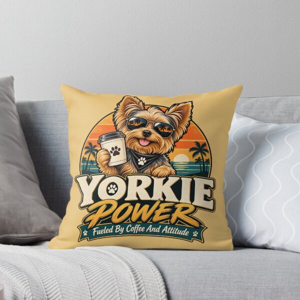 Item preview, Yorkie Power Fueled By Coffee And Attitude Retro Vintage Yorkshire Terrier designed and sold by Yorkie Magic Studio .