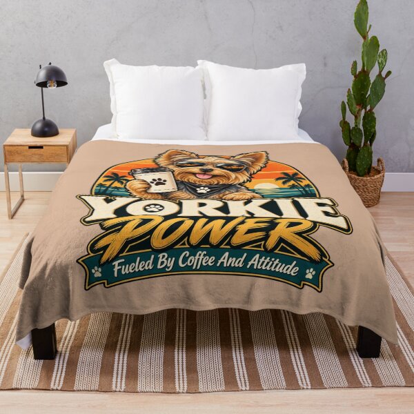 Item preview, Yorkie Power Fueled By Coffee And Attitude Retro Vintage Yorkshire Terrier designed and sold by Yorkie Magic Studio .