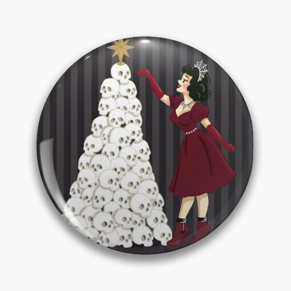 Item preview, Gothmas Skull Christmas Tree Pin Up Girl designed and sold by LaPolilladPapel.