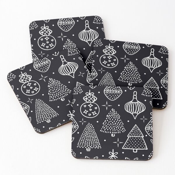 Item preview, Black and white Christmas seamless pattern designed and sold by OM-lova.