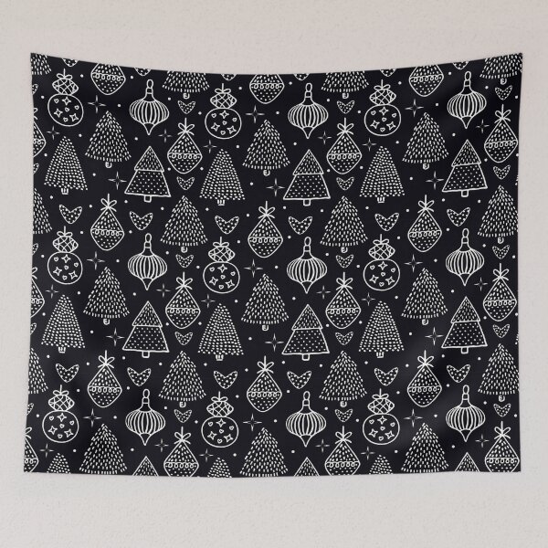 Item preview, Black and white Christmas seamless pattern designed and sold by OM-lova.