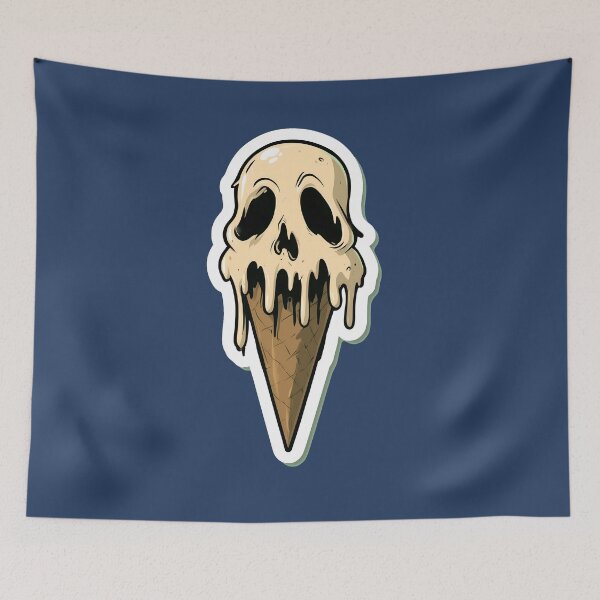 Item preview, Skull Ice Cream Cone Sticker - Spooky Melting Skull Design designed and sold by peterdesigns.