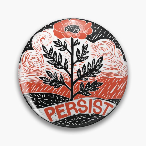 Item preview, Persist Red Poppy Linocut Flower Resilience Art designed and sold by MindFulStudios.
