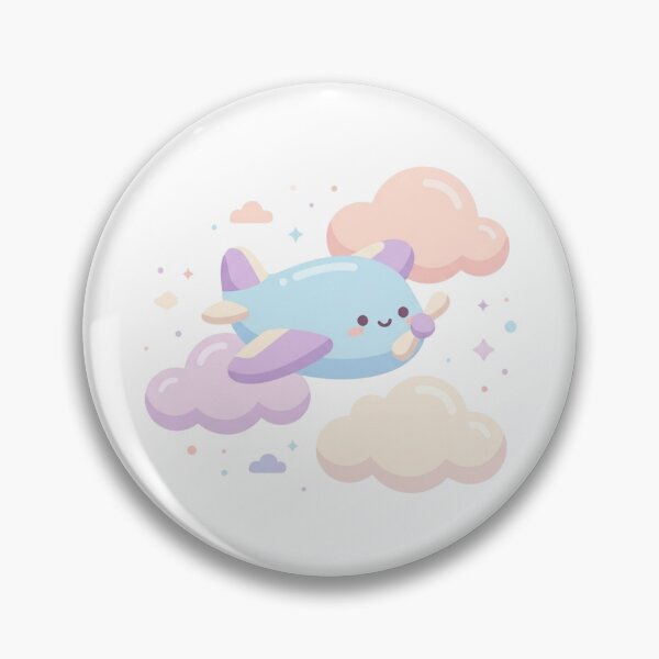 Item preview, Cute Kawaii Airplane Flying in Pastel Clouds Illustration designed and sold by ajamzbox.