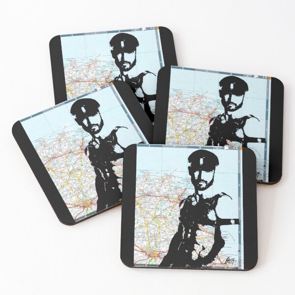 Item preview, Muscled Hunk In Leather Harness And Cop Hat Map Art By NLMKArtStudio designed and sold by NLMKArtStudio.