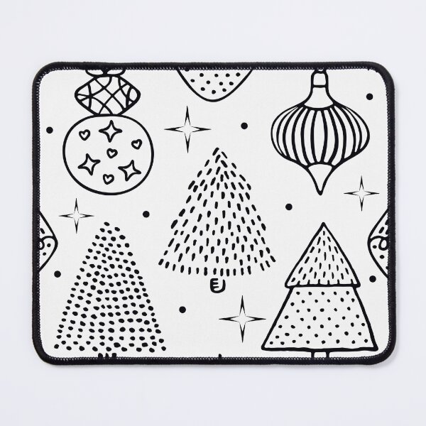 Item preview, Black line Christmas seamless pattern on white background designed and sold by OM-lova.