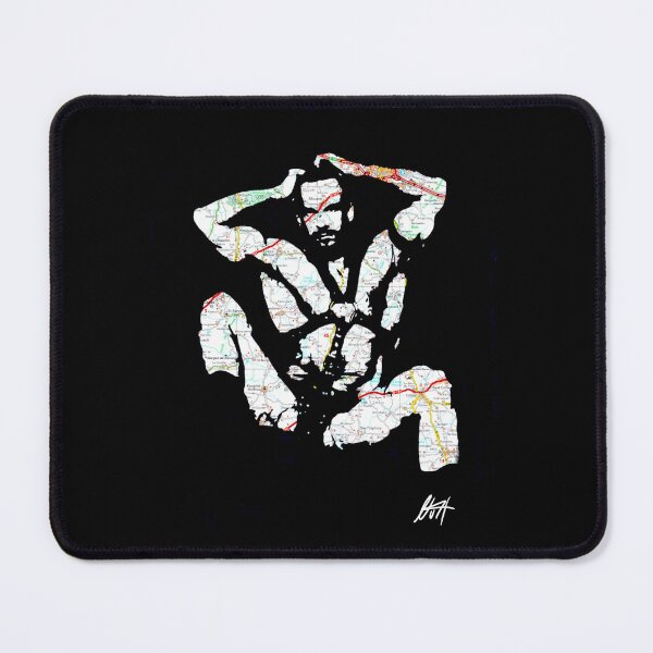 Item preview, Hunky Muscled Man In Leather Harness Map Art By NLMKArtStudio designed and sold by NLMKArtStudio.