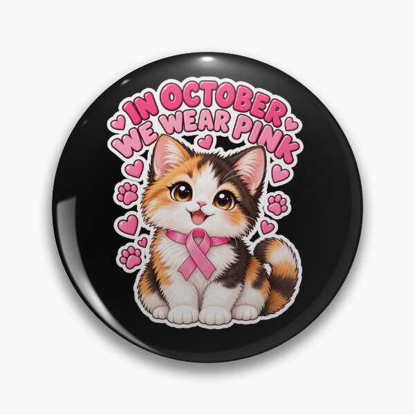 Item preview, In October We Wear Pink Cute Breast Cancer Cat designed and sold by justinhmorton.
