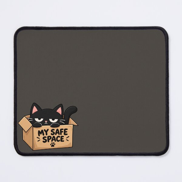 Item preview, My Safe Space – Grumpy Black Cat in a Box designed and sold by -Kaori.