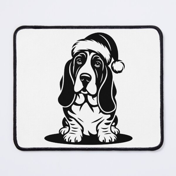 Item preview, Basset Hound in Santa Hat designed and sold by theartfulaspie.