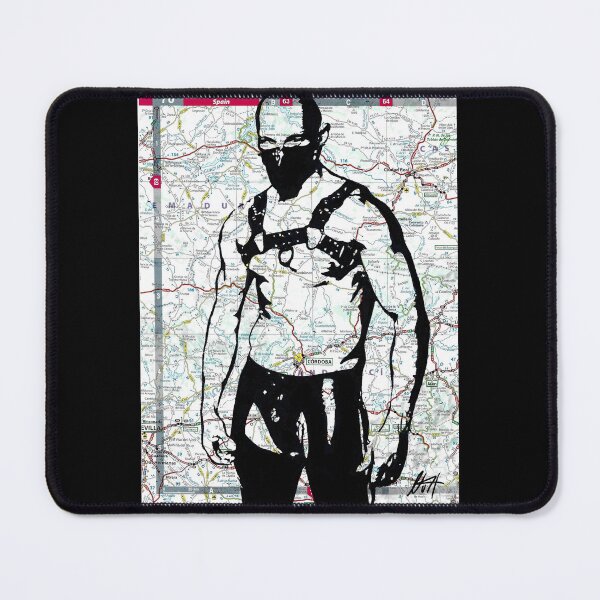 Item preview, Bald Head Leather Daddy In Harness Map Art By NLMKArtStudio designed and sold by NLMKArtStudio.