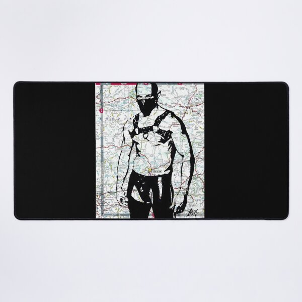 Item preview, Bald Head Leather Daddy In Harness Map Art By NLMKArtStudio designed and sold by NLMKArtStudio.