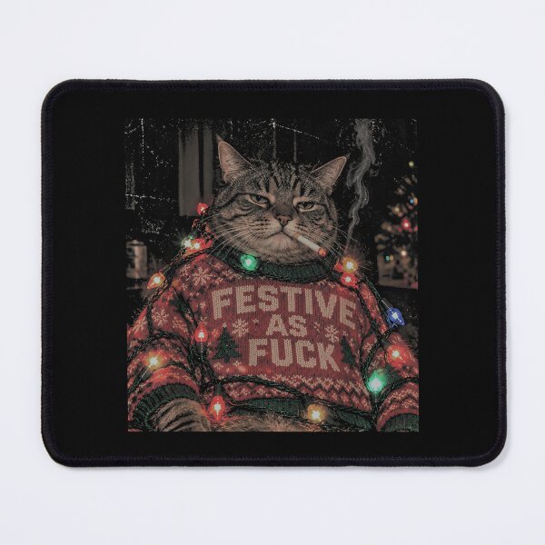 Item preview, Retro Funny Black Cat Smoking Festive As FCK Meme Graphic designed and sold by Juansustait.