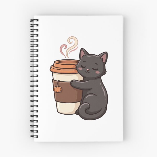 Item preview, Sleepy Black Cat Coffee Lover Clipart designed and sold by PinkyDona.