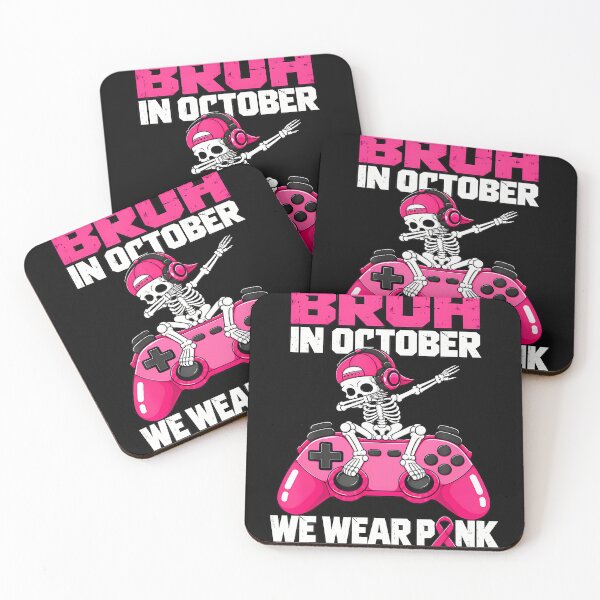 Item preview, Bruh In October We Wear Pink Skeleton Boy Kids Breast Cancer designed and sold by T9AXER.