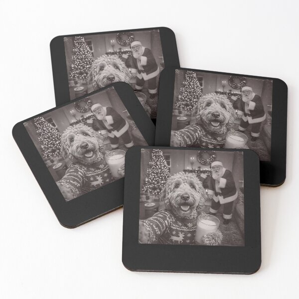 Item preview, Christmas Goldendoodle Santa Funny Dog Selfie with Santa designed and sold by Juansustait.