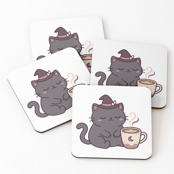 Item preview, Witch Hat Cat Latte Coffee Lover Design designed and sold by PinkyDona.