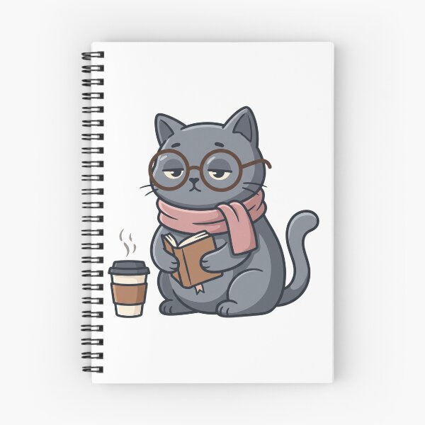 Item preview, Book Lover Cat With Coffee and Glasses designed and sold by PinkyDona.