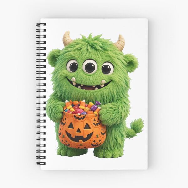Item preview, Cute Green Three Eyed Halloween Monster with Candy Bag - Happy Halloween designed and sold by Kiralemon.