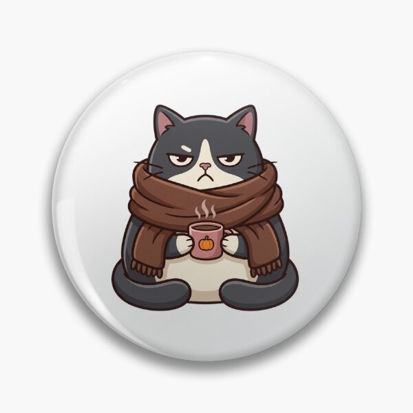 Item preview, Grumpy Cat in Scarf With Hot Coffee designed and sold by PinkyDona.