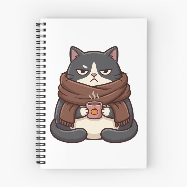 Item preview, Grumpy Cat in Scarf With Hot Coffee designed and sold by PinkyDona.
