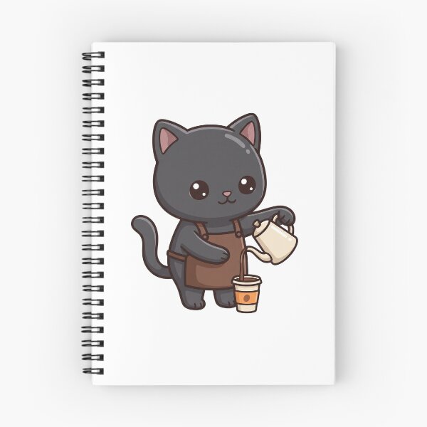 Item preview, Cute Black Cat Barista Coffee Shop Design designed and sold by PinkyDona.