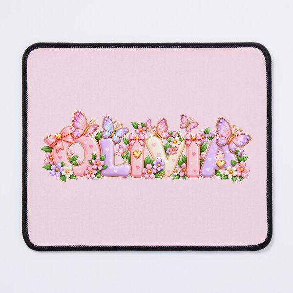 Item preview, Olivia Pastel Butterfly Garden – Cute Floral 3D Name Art designed and sold by HO•Designs.