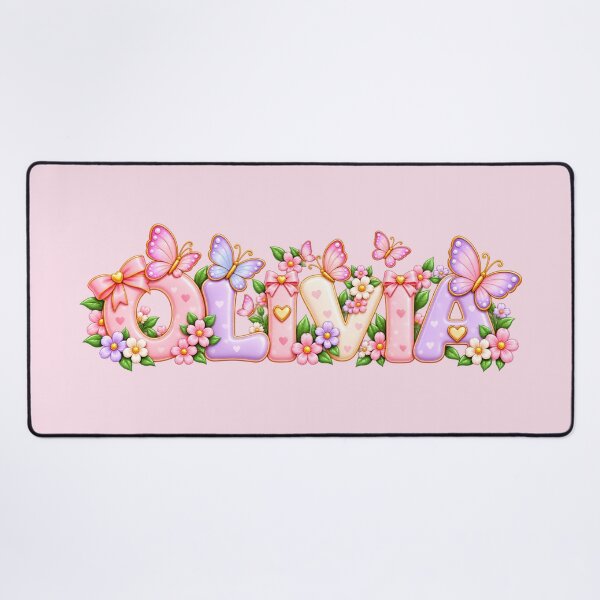 Item preview, Olivia Pastel Butterfly Garden – Cute Floral 3D Name Art designed and sold by HO•Designs.