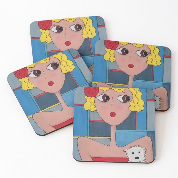 Item preview, Blonde Girl with Cute White Puppy  designed and sold by Diarta.