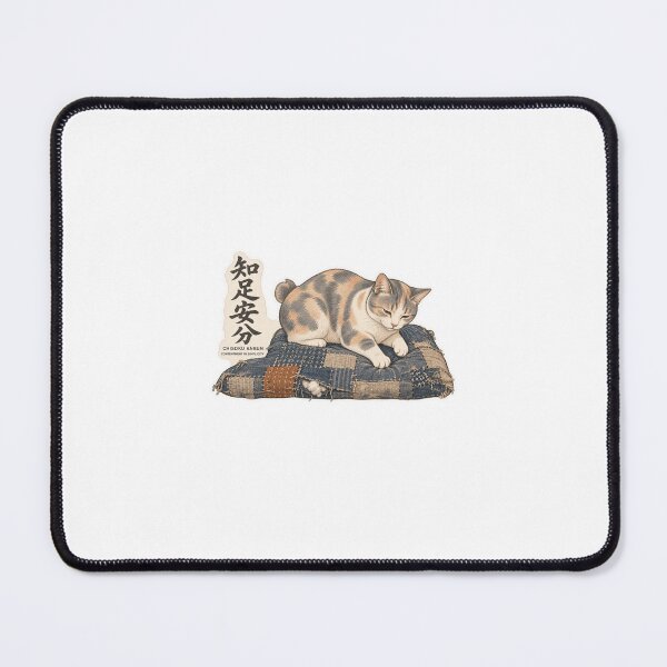 Item preview, Chisoku Anbun 知足安分 Japanese Cat Sticker – Find Peace in Enough designed and sold by KOTOWA.