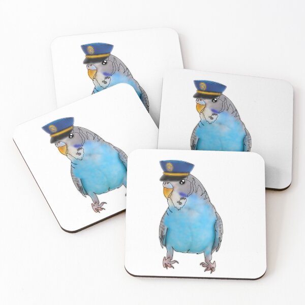 Item preview, Speedie the budgie in police hat- animalzinhats designed and sold by Ashley’sAnimalz.