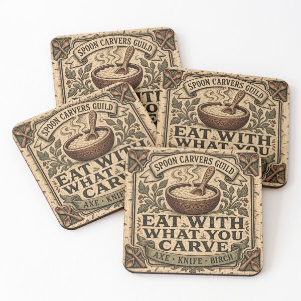 Item preview, Eat With What You Carve Spoon Carving Woodcut designed and sold by BoosterShop.