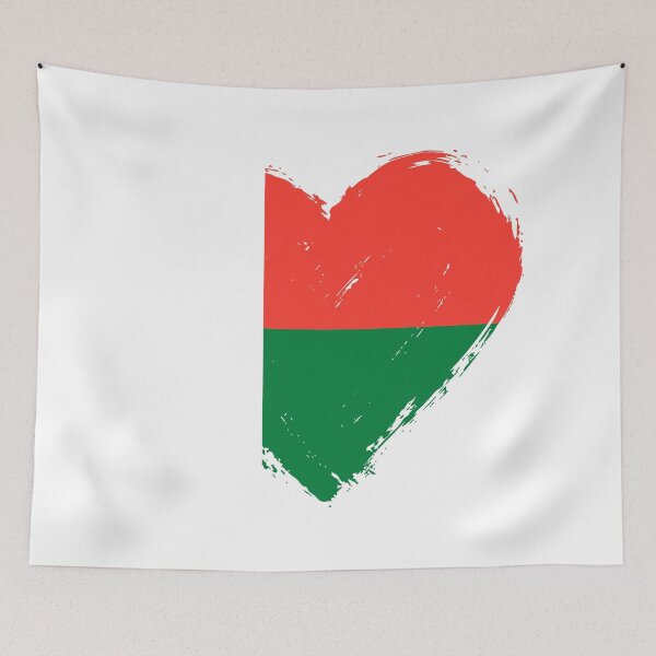 Item preview, Distressed Madagascar Flag Heart MG designed and sold by shitpostee.