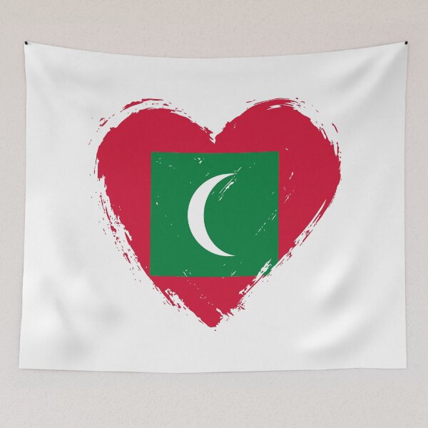Item preview, Distressed Maldives Flag Heart MV designed and sold by shitpostee.