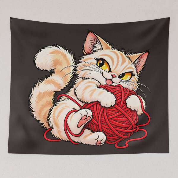 Item preview, Playful Kitten Tangled in Red Yarn designed and sold by ImagenFusionP.