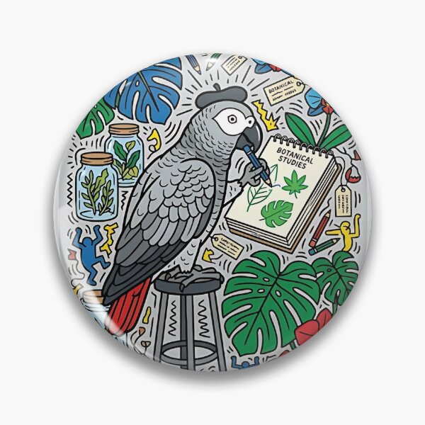 Item preview, African Grey Parrot Botanical Artist designed and sold by PictoVibe.