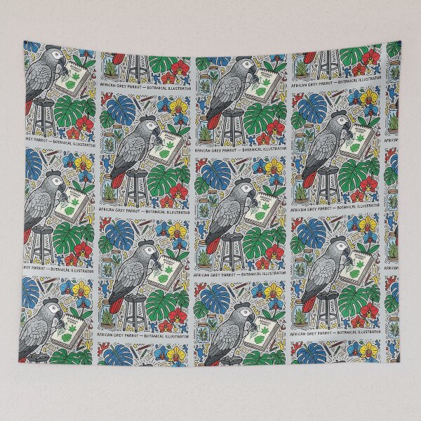 Item preview, African Grey Parrot Botanical Artist designed and sold by PictoVibe.